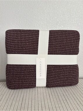 NWT King Plus Textured Waffle Coverlet Dark Fig - Casaluna